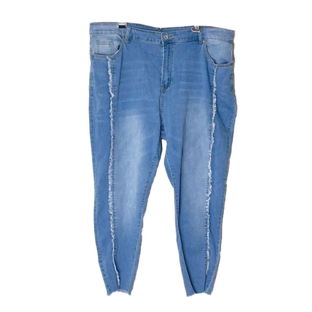 💙 SHEIN Women’s Zipper Fly Raw Detail Jeans Size 4XL